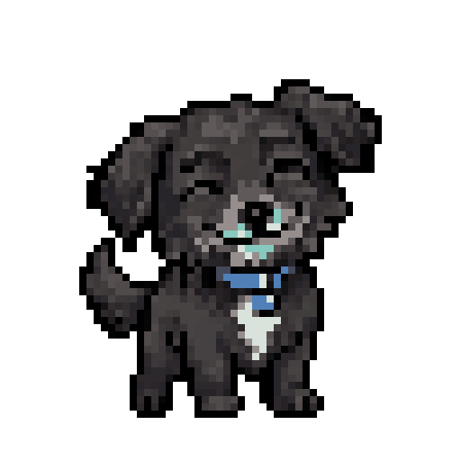 Brita, a happy pixel-art Pushtopia dog